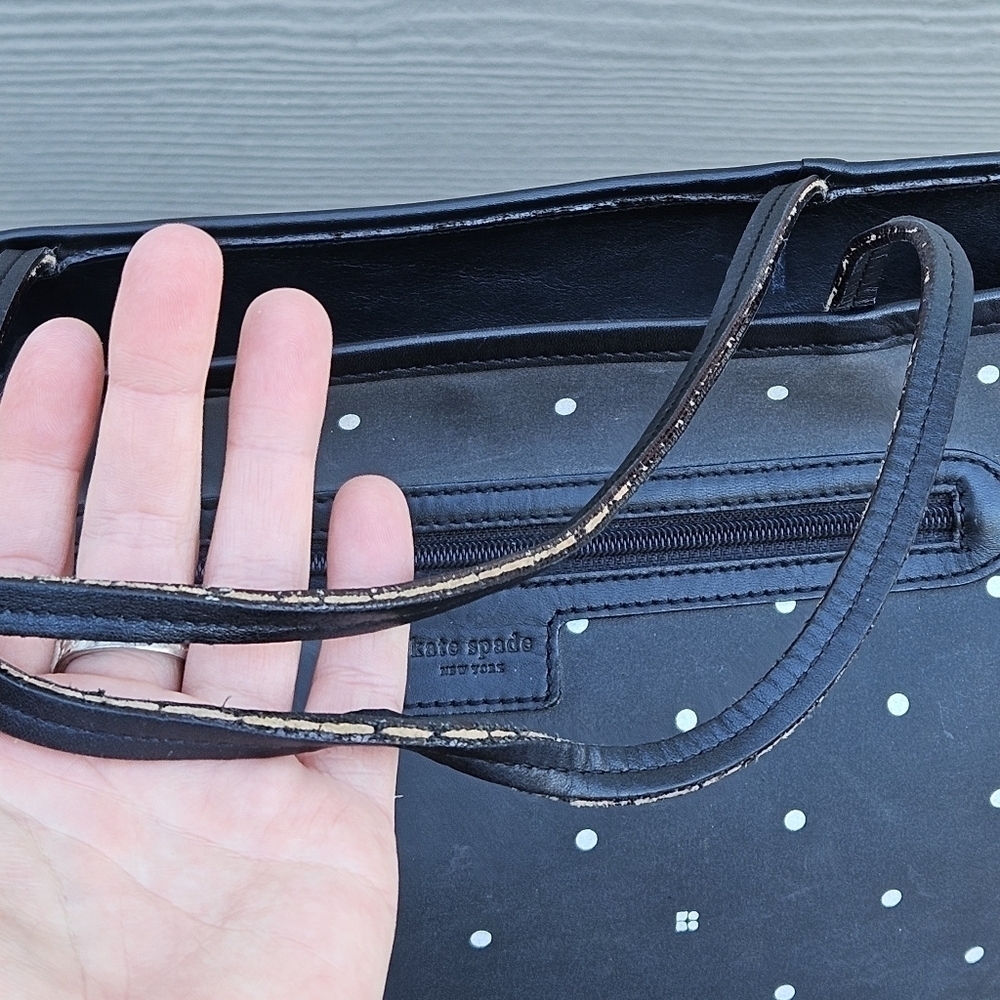 Kate Spade Polka Dot Tote Diaper Baby Bag Black White Purse Shopper Bag Vintage - Picture 9 of 16